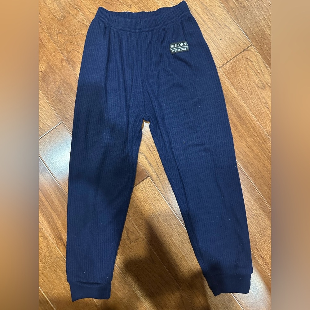 Deep Blue Ribbed Knit Pants - Picture 2 of 4